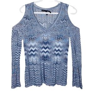 White House Black Market Zigzag Cold-Shoulder Sweater with bell sleeves size M